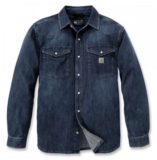 CARHARTT ΑΝΔΡΙΚΟ ΠΟΥΚΑΜΙΣΟ MONTONA RELAXED FIT MIDWEIGHT DENIM LONGSLEEVE SNAP FRONT SHIRT 106429-HK3 DENIM BLUE