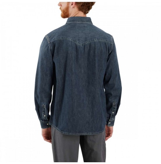 CARHARTT ΑΝΔΡΙΚΟ ΠΟΥΚΑΜΙΣΟ MONTONA RELAXED FIT MIDWEIGHT DENIM LONGSLEEVE SNAP FRONT SHIRT 106429-HK3 DENIM BLUE