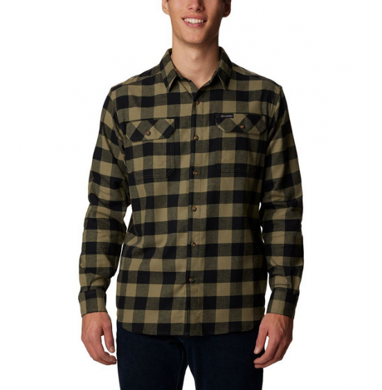 COLUMBIA M FLARE GUN STRETCH FLANNEL 1861581-330 STONE GREEN