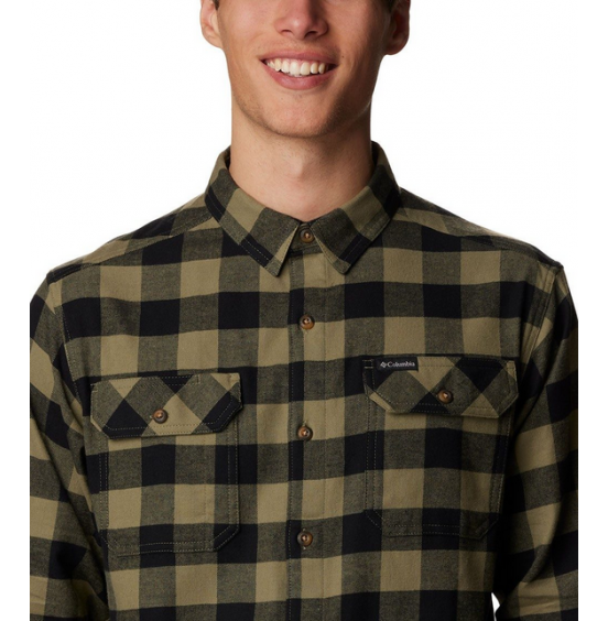 COLUMBIA M FLARE GUN STRETCH FLANNEL 1861581-330 STONE GREEN