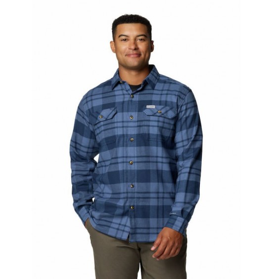 COLUMBIA M FLARE GUN STRETCH FLANNEL 1861581-466 BLUE