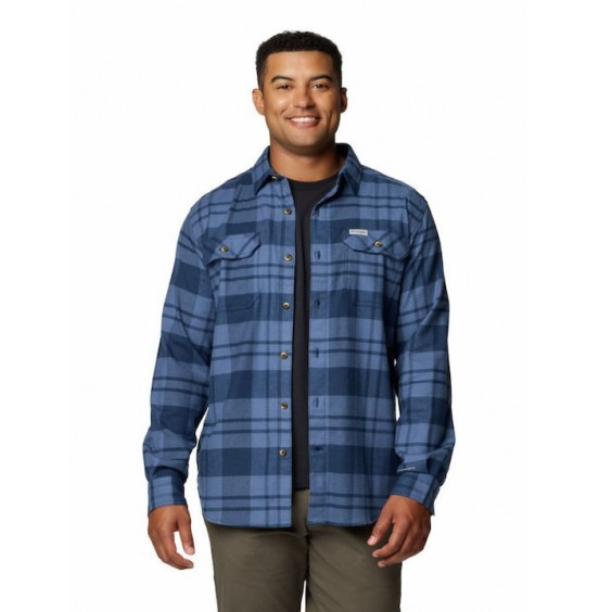 COLUMBIA M FLARE GUN STRETCH FLANNEL 1861581-466 BLUE