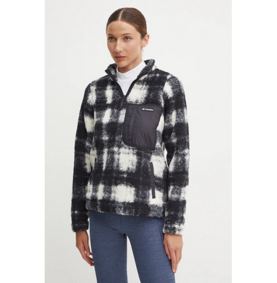 COLUMBIA W WEST BENT 1/4 ZIP II 2085734-191 BLACK WHITE