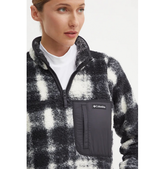 COLUMBIA W WEST BENT 1/4 ZIP II 2085734-191 BLACK WHITE