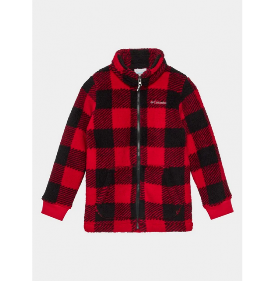 COLUMBIA Y RUGGED RIDGE II PRINTED SHERPA FULL ZIP 2097021-698 RED