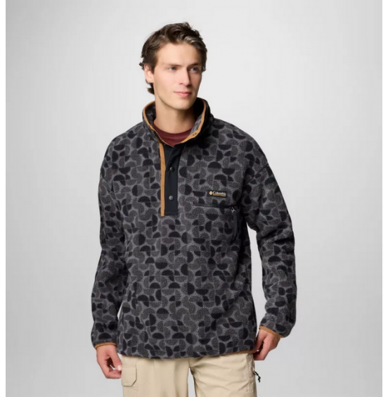 COLUMBIA M HELVETIA II PRINTED HALF SNAP FLEECE 2098461-010 BLACK