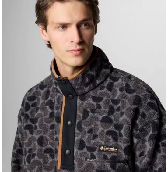 COLUMBIA M HELVETIA II PRINTED HALF SNAP FLEECE 2098461-010 BLACK