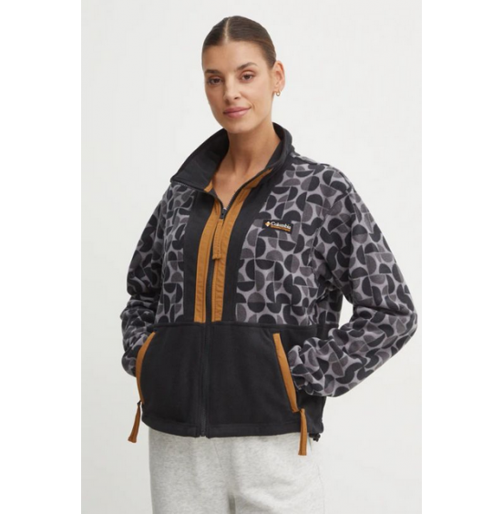 COLUMBIA W BACKBOWL II PRINTED FULL ZIP FLEECE 2098513-010 BLACK