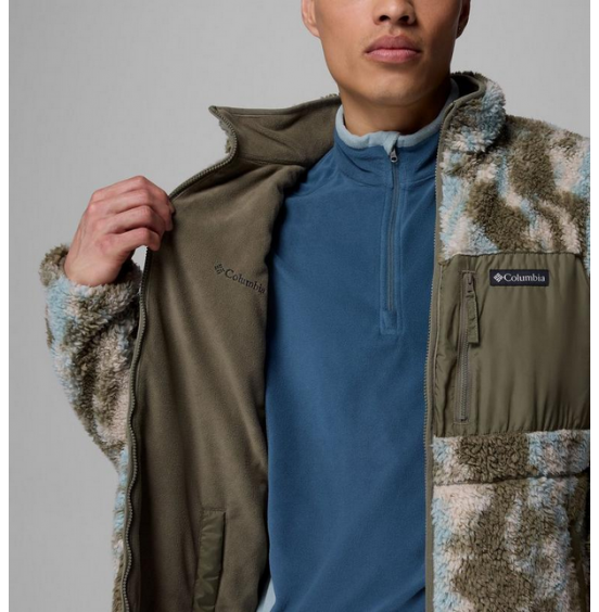 COLUMBIA M WINTER PASS REVERSIBLE FLEECE FULL ZIP 2135651-397 STONE GREEN