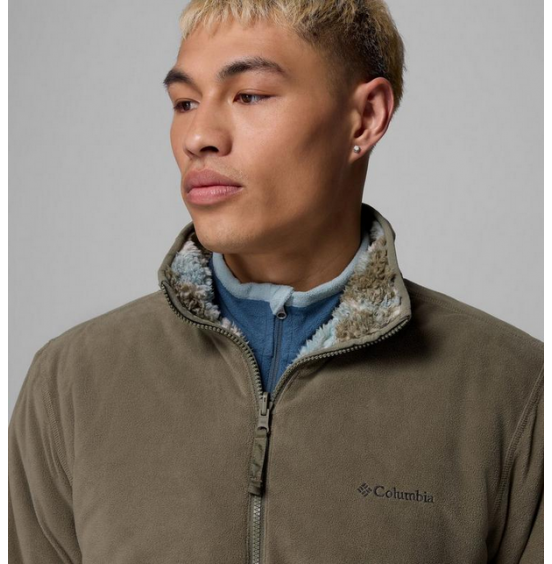 COLUMBIA M WINTER PASS REVERSIBLE FLEECE FULL ZIP 2135651-397 STONE GREEN