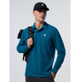 NORTH SALES ΑΝΔΡΙΚΟ ΜΑΚΡΥΜΑΝΙΚΟ POLO SHIRT WITH GRAPHIC 6924250000825 WINTER SEA