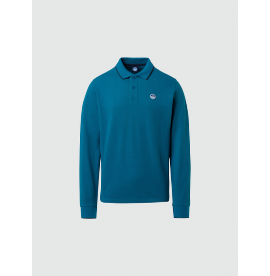 NORTH SALES ΑΝΔΡΙΚΟ ΜΑΚΡΥΜΑΝΙΚΟ POLO SHIRT WITH GRAPHIC 6924250000825 WINTER SEA