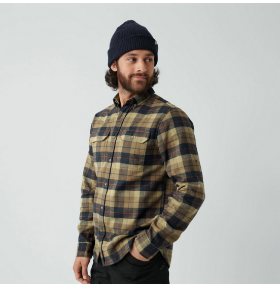 FJALLRAVEN SINGI HEANY FLANNEL SHIRT M 81373-113-555 CHALK WHITE DARK NAVY