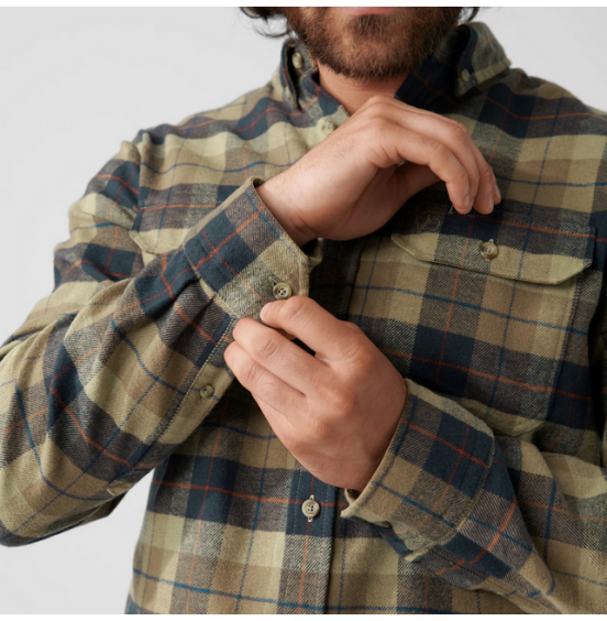 FJALLRAVEN SINGI HEANY FLANNEL SHIRT M 81373-113-555 CHALK WHITE DARK NAVY