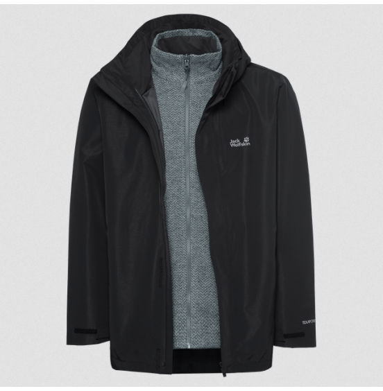 JACK WOLFSKIN ΑΝΔΡΙΚΟ ΜΠΟΥΦΑΝ 3in1 PINETRAIL JACKET A66288-6000 BLACK