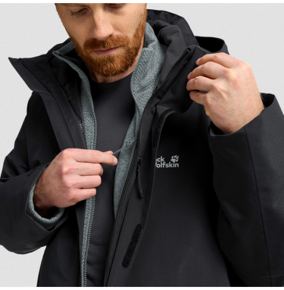 JACK WOLFSKIN ΑΝΔΡΙΚΟ ΜΠΟΥΦΑΝ 3in1 PINETRAIL JACKET A66288-6000 BLACK