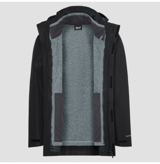 JACK WOLFSKIN ΑΝΔΡΙΚΟ ΜΠΟΥΦΑΝ 3in1 PINETRAIL JACKET A66288-6000 BLACK
