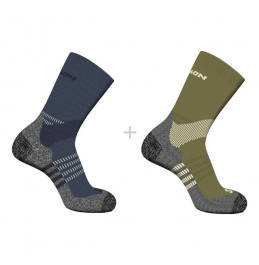 SALOMON X-ULTRA ACCESS CREW 2PACK OUTDOOR SOCKS C23720-58 OLIVE GRISAILLE