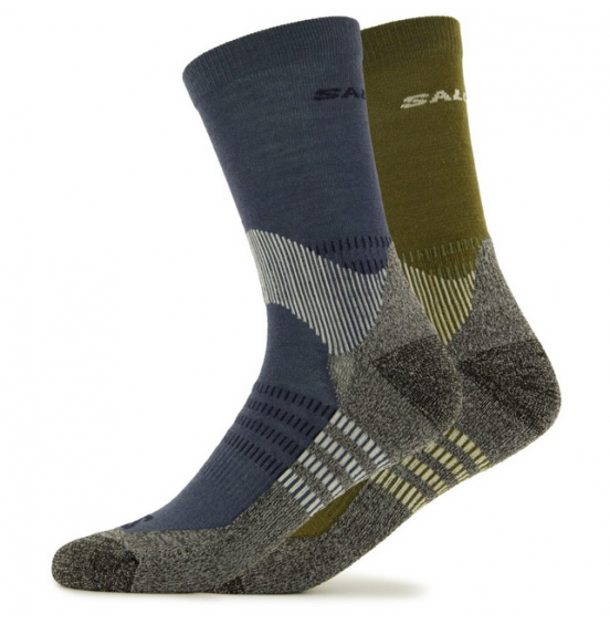 SALOMON X-ULTRA ACCESS CREW 2PACK OUTDOOR SOCKS C23720-58 OLIVE GRISAILLE