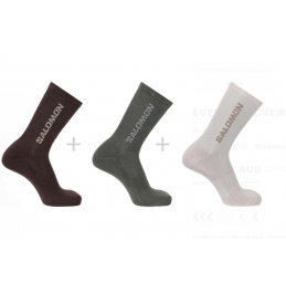 SALOMON ΚΑΛΤΣΕΣ ACTIVE WEAR EVERYDAY CREW 3-PACK C27263-57 ΠΡΑΣΙΝΟ ΜΠΕΖ ΓΚΡΙ