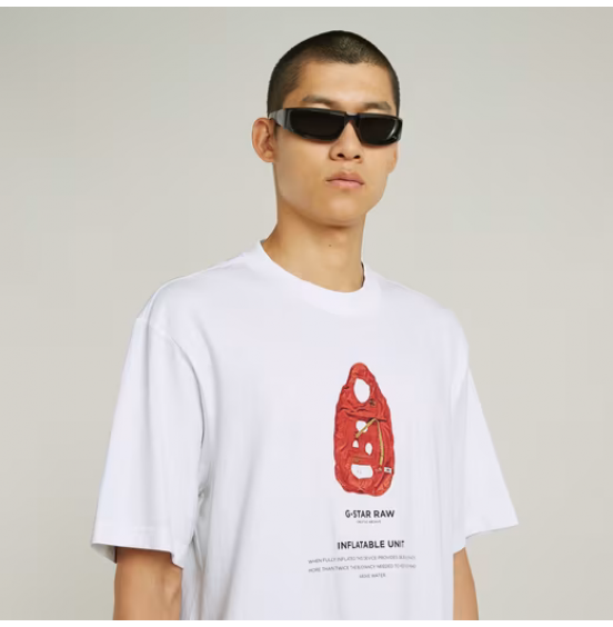 G-STAR ΑΝΔΡΙΚΟ ΚΟΝΤΟΜΑΝΙΚΟ ARCHIVE PRINT BOXY T-SHIRT D24429-C336-H285 WHITE