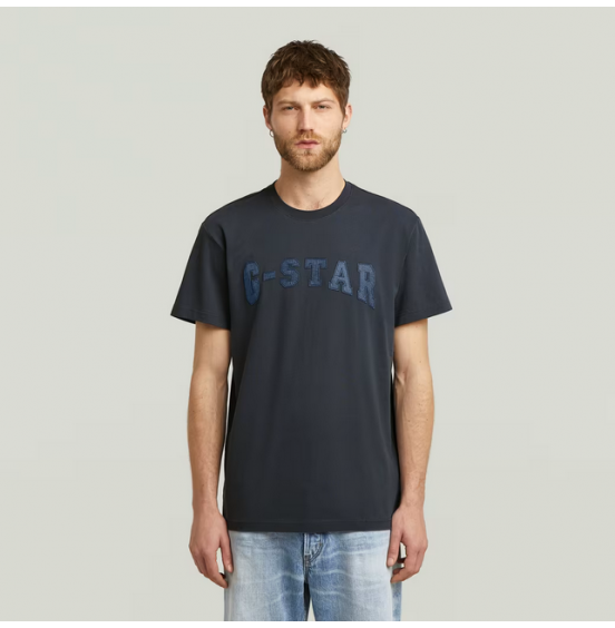 G-STAR ΑΝΔΡΙΚΟ ΚΟΝΤΟΜΑΝΙΚΟ FELT LOGO T-SHIRT D26840-C336-H392 INDIA INK