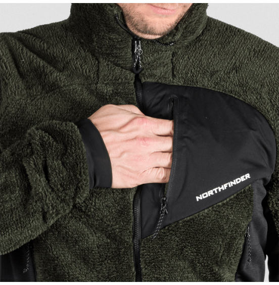 NORTHFINDER LUDWIK ΑΝΔΡΙΚΗ ΖΑΚΕΤΑ FLEECE MI-3882OR-550 BLACK DARK GREEN