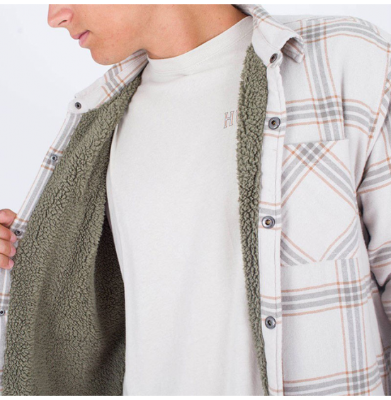 HURLEY ΑΝΔΡΙΚΟ JACKET PORTLAND SHERPA LINED FLANNEL MVS0005370H073 OFF WHITE