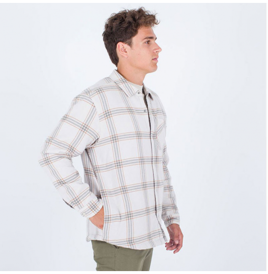 HURLEY ΑΝΔΡΙΚΟ JACKET PORTLAND SHERPA LINED FLANNEL MVS0005370H073 OFF WHITE
