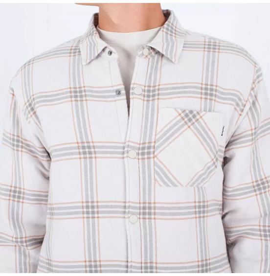 HURLEY ΑΝΔΡΙΚΟ JACKET PORTLAND SHERPA LINED FLANNEL MVS0005370H073 OFF WHITE