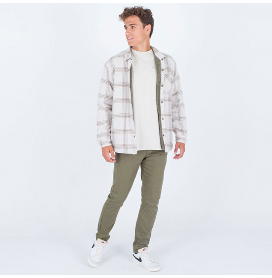 HURLEY ΑΝΔΡΙΚΟ JACKET PORTLAND SHERPA LINED FLANNEL MVS0005370H073 OFF WHITE