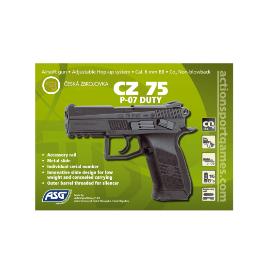 ΠΙΣΤΟΛΙ ASG SOFT GBB CO2 CZ 75 P-07 DUTY