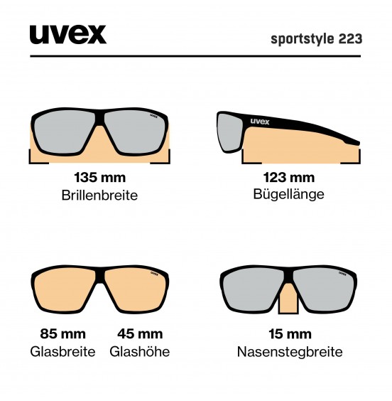 UVEX SPORTSTYLE 223 ΓΥΑΛΙΑ ΗΛΙΟΥ S5309822218 BLACK GREY