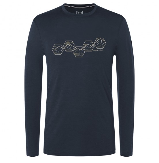 SUPER NATURAL MERINO HEXA ΑΝΔΡΙΚΟ LONGSLEEVE SNMP02056-33C GREY BLACK