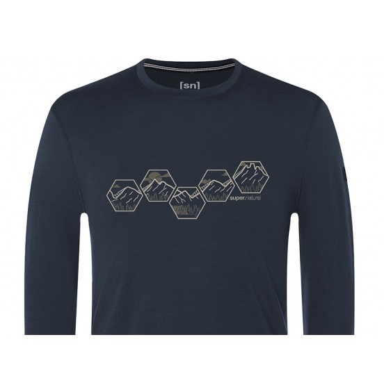 SUPER NATURAL MERINO HEXA ΑΝΔΡΙΚΟ LONGSLEEVE SNMP02056-33C GREY BLACK