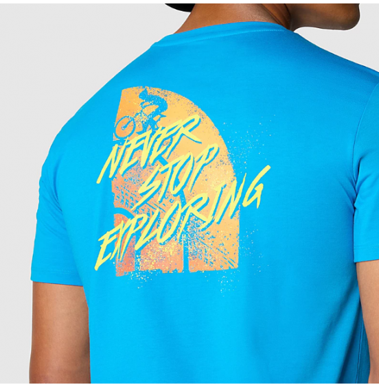 THE NORTH FACE M FOUNDATION TRACKS GRAPHIC TEE NF0A882YRI3 SKYLINE BLUE