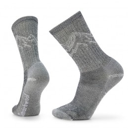 SMARTWOOL HIKE CLASSIC EDITION LIGHT CUSHION MOUNTAIN PATTERN CREW SOCKS BLACK (SW0016440011)