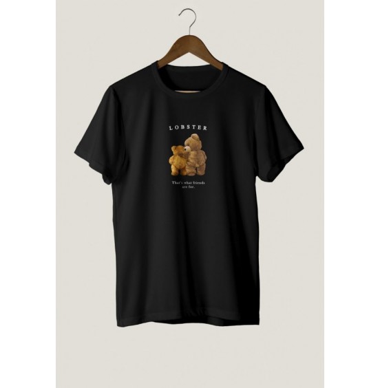 LOBSTER HUG BEAR TEE BLACK W1099