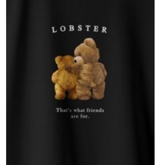 LOBSTER HUG BEAR TEE BLACK W1099