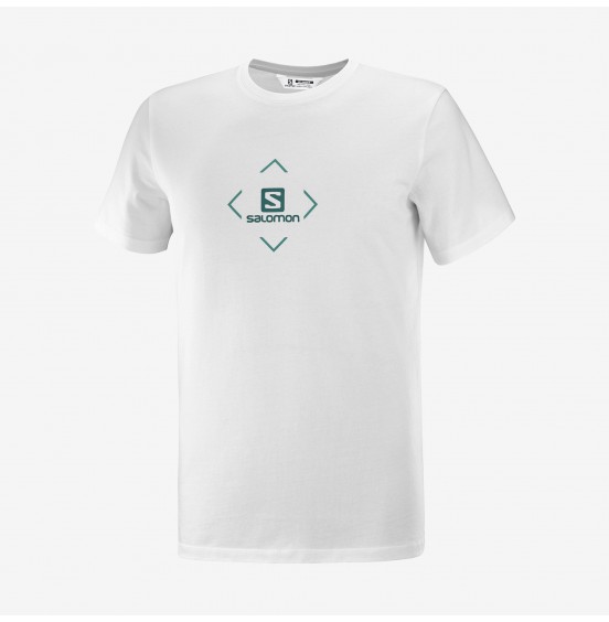 SALOMON COTTON TEE M WHITE / TRELLIS / PACIFIC (LC1507400)