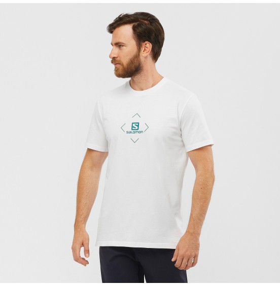 SALOMON COTTON TEE M WHITE / TRELLIS / PACIFIC (LC1507400)