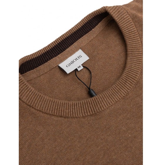 GNIOUS ΑΝΤΡΙΚΟ ΜΑΚΡΥΜΑΝΙΚΟ ΠΟΥΛΟΒΕΡ COFFEE BROWN 21-300186-6529