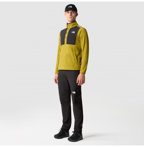 THE NORTH FACE M HOMESAFE SNAP NECK FLEECE PULLOVER NF0A8562KTI Sulphur Moss - TNF Black