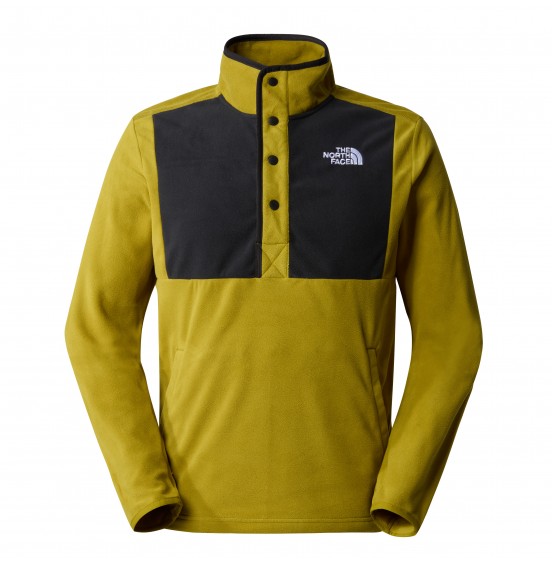 THE NORTH FACE M HOMESAFE SNAP NECK FLEECE PULLOVER NF0A8562KTI Sulphur Moss - TNF Black