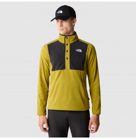THE NORTH FACE M HOMESAFE SNAP NECK FLEECE PULLOVER NF0A8562KTI Sulphur Moss - TNF Black