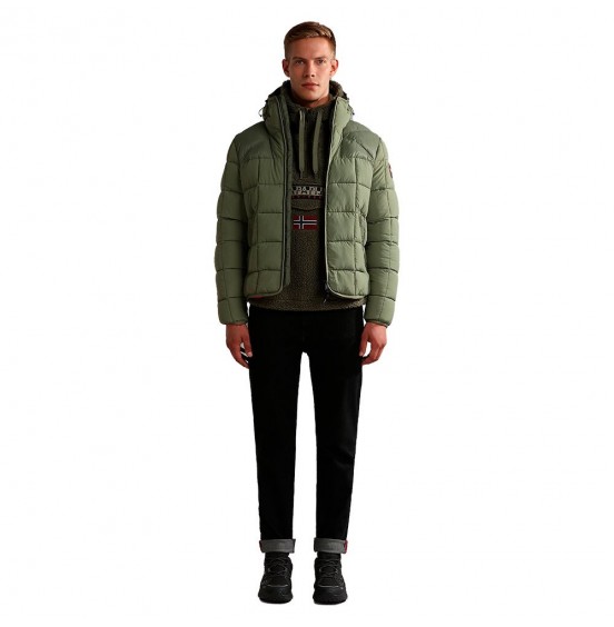 NAPAPIJRI T-BURGEE HOODIE FLEECE GREEN LICHEN (NP0A4GJ3GAE1)