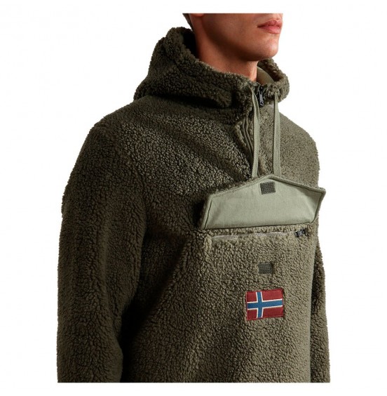 NAPAPIJRI T-BURGEE HOODIE FLEECE GREEN LICHEN (NP0A4GJ3GAE1)