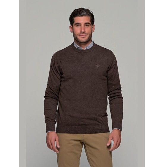 GNIOUS ΑΝΤΡΙΚΟ ΜΑΚΡΥΜΑΝΙΚΟ ΠΟΥΛΟΒΕΡ DK. BROWN MIX 21-300186-6506