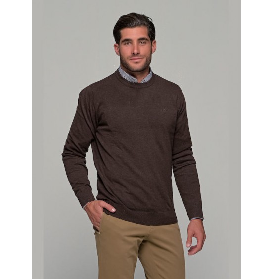 GNIOUS ΑΝΤΡΙΚΟ ΜΑΚΡΥΜΑΝΙΚΟ ΠΟΥΛΟΒΕΡ DK. BROWN MIX 21-300186-6506