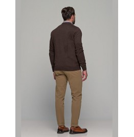GNIOUS ΑΝΤΡΙΚΟ ΜΑΚΡΥΜΑΝΙΚΟ ΠΟΥΛΟΒΕΡ DK. BROWN MIX 21-300186-6506